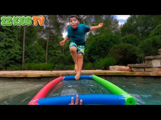 Boys vs Girls Jumping Through Impossible Shapes Into Swimming Pool!