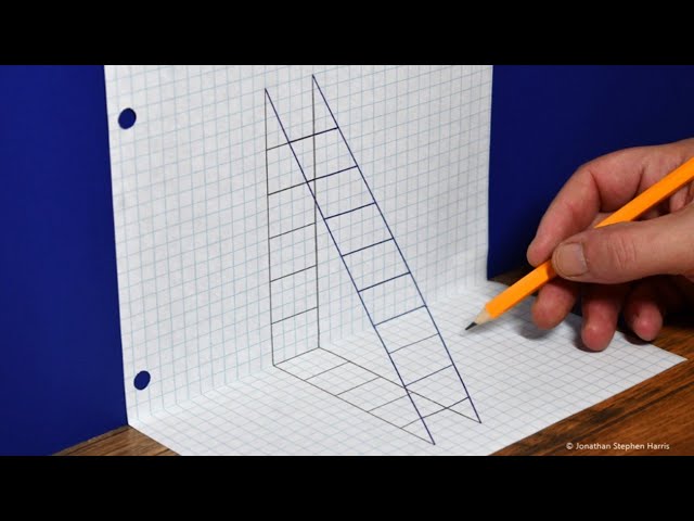 How to Draw a 3D Ladder on Graph Paper / Easy Trick Art For Beginners