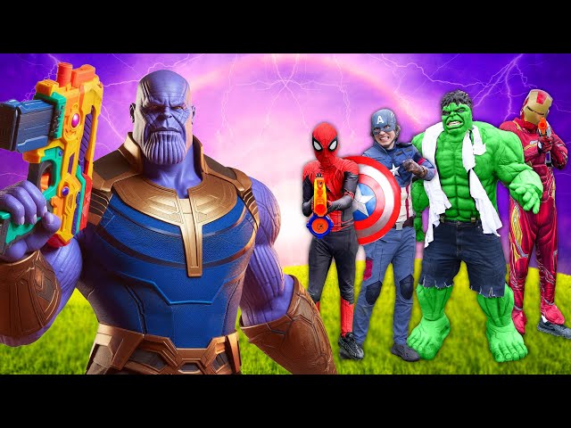 Thanos VS The Avengers - Nerf Battle!
