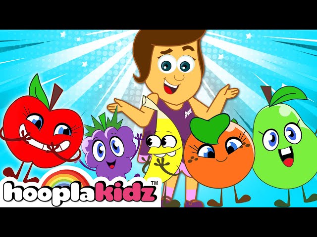 Fun Children Nursery Rhymes + Five Cute Fruits Jumping on the Bed | HooplaKidz