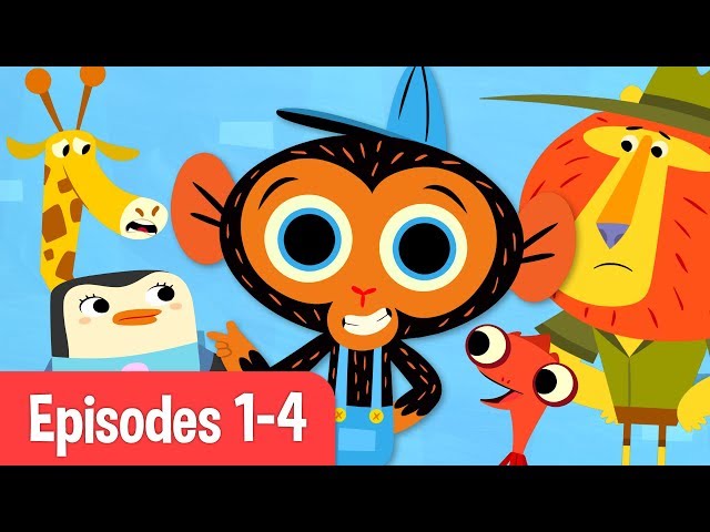 Mr Monkey, Monkey Mechanic | Giraffe, Chameleon, Penguin, and Lion! | Cartoons For Kids