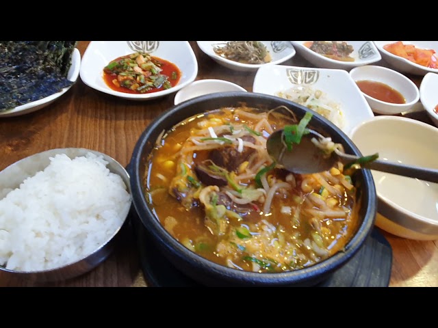 여수 "서울 해장국" 선지국 - Yeosu "Seoul Haejangguk" sunji gok - pork blood pudding soup