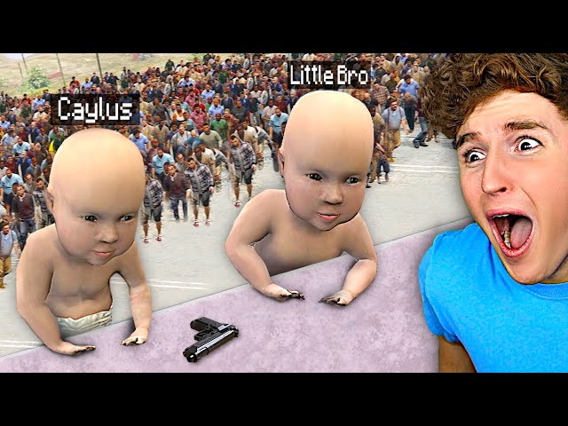 Massive ZOMBIE HOARD Chases BABIES In GTA 5 RP..