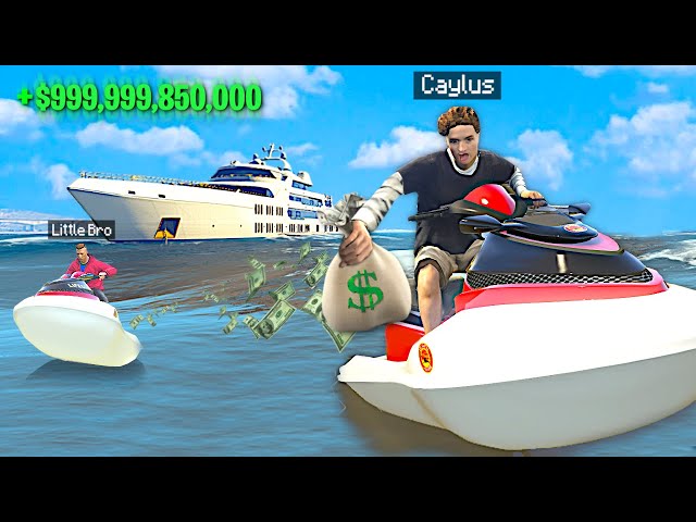 ROBBING MEGA YACHT With Little Brother In GTA 5 Roleplay..