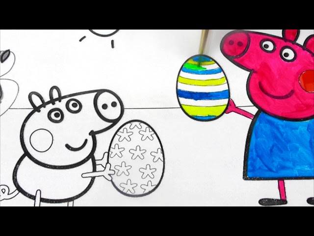 Peppa Pig Coloring Pages Easter Egg Hunt ! Peppa Coloring Book ! kids toys