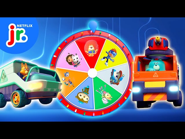 Mystery Wheel of Cool Vehicles! 🚀 Action Pack, The Creature Cases, & More! | Netflix Jr