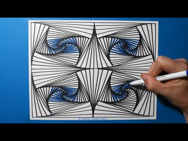Colorful Drawing #14 / Imaginative 3D Spiral Pattern / Relaxing Line Illusion / Color Art Therapy