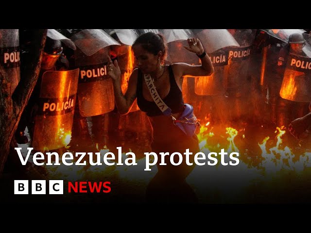 Venezuela: Protestors clash with police after disputed election result | BBC News