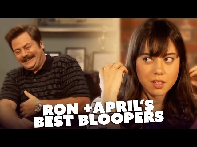 Best of Ron and April's Bloopers from Parks and Rec | Aubrey Plaza & Nick Offerman | Comedy Bites