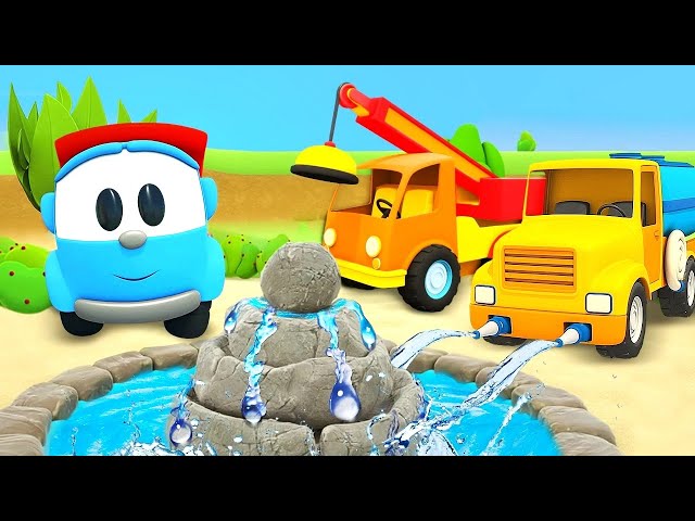 Leo and friends build a fountain for Lea the Truck. Full episodes of car cartoons for kids.
