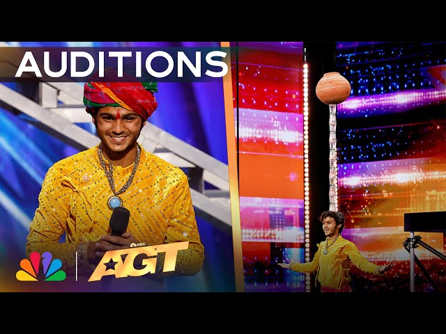 Praveen Prajapat DEFIES GRAVITY By Balancing Objects On His Head! | Auditions | AGT 2024