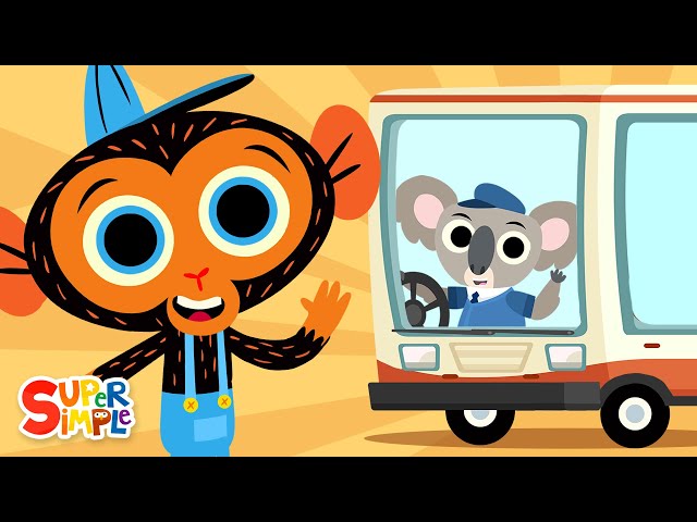 The Wheels On The Bus featuring Mr. Monkey | Kids Vehicle Song | Super Simple Songs
