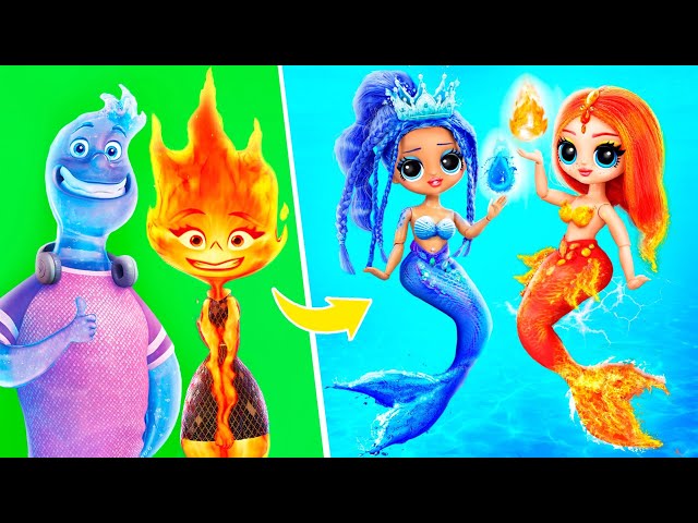 Elemental: Fire, Water, Air and Earth Mermaids! 32 LOL Surprise DIYs
