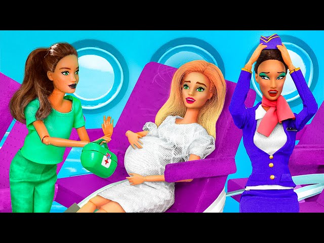 12 DIY Barbie Hacks and Crafts / Pregnant Doll on the Plane