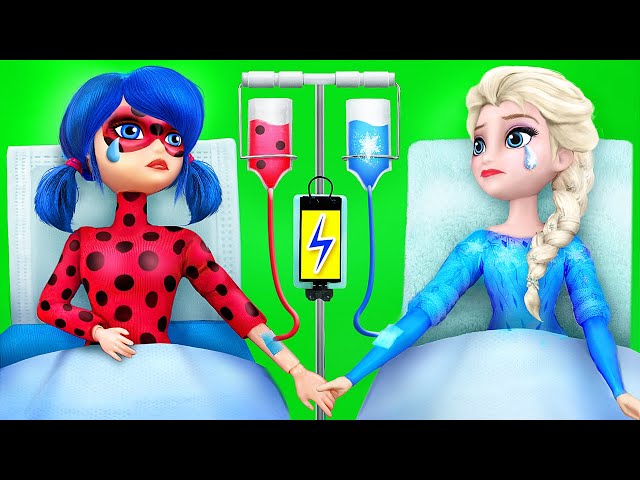 Elsa and Ladybug in the Hospital / 10 Frozen DIYs