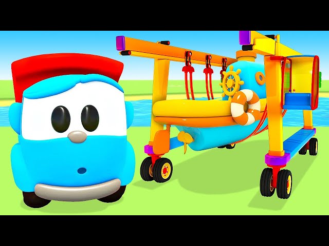 Leo the Truck repairs the boat. Learning videos & Funny cartoons for kids. Toys & games.