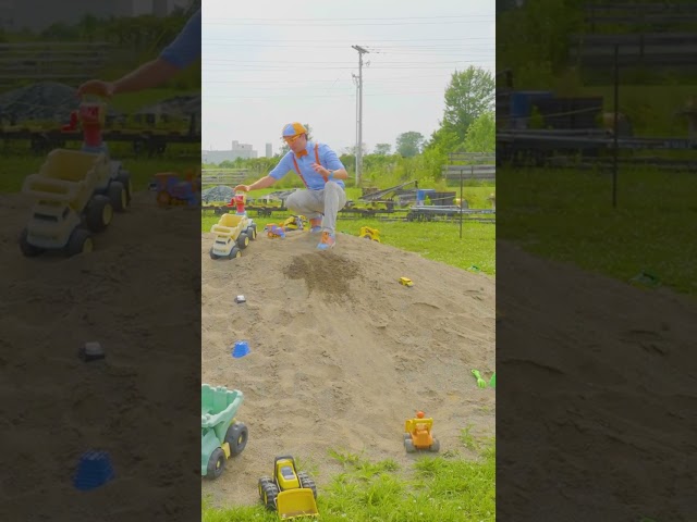 Blippi Races Construction Vehicles on a Dirt Mountain! | #shorts #blippi #toys