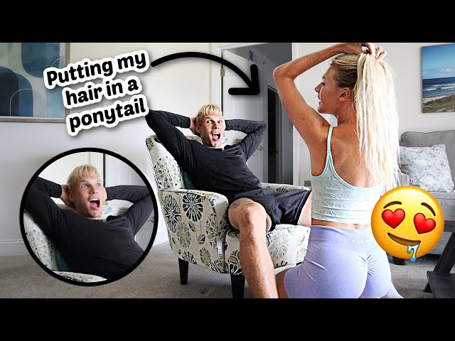 Putting my hair in a ponytail to get my Boyfriends Reaction!