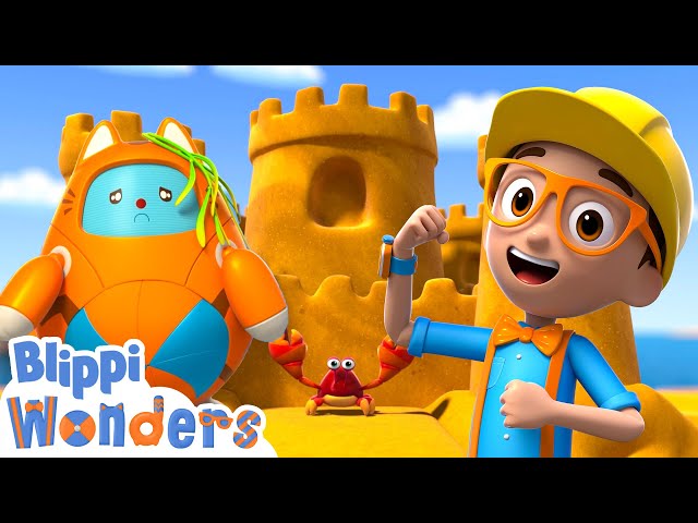 Blippi meets Sand castle expert Crabby the Crab! | Blippi Wonders Educational Videos for Kids