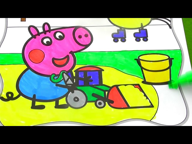 Peppa Pig Coloring Book | George and Pedro play outside | kids toys