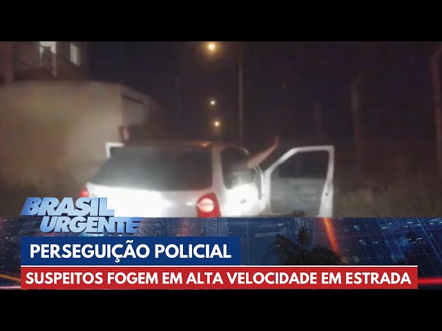 PERSEGUIÇÃO POLICIAL: suspeitos fogem em alta velocidade em estrada do interior | Brasil Urgente