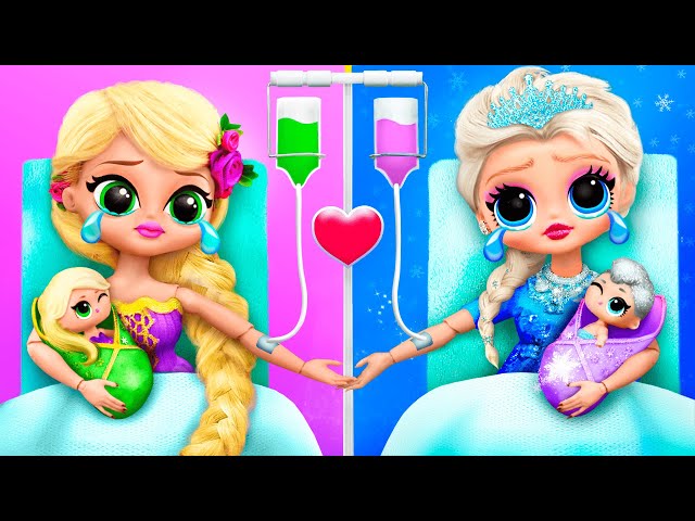 Elsa and Rapunzel in the Hospital! 35 LOL OMG Hacks