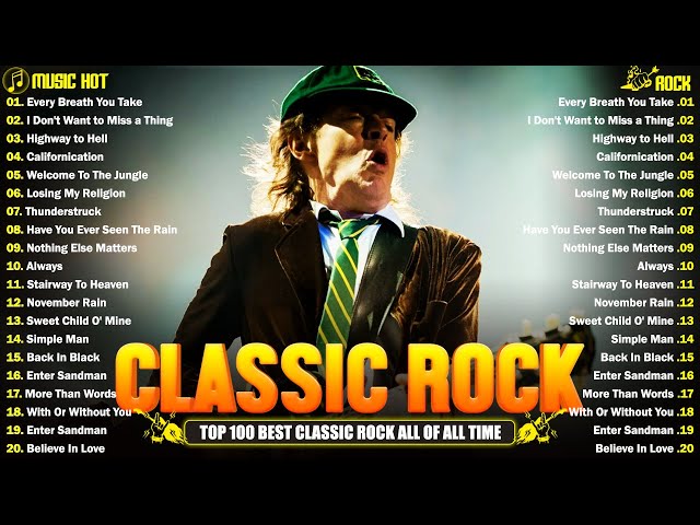 Classic Rock Songs Full Album 70s 80s 90s💥Queen, ACDC, Aerosmith, Bon Jovi, Guns N Roses, Metallica