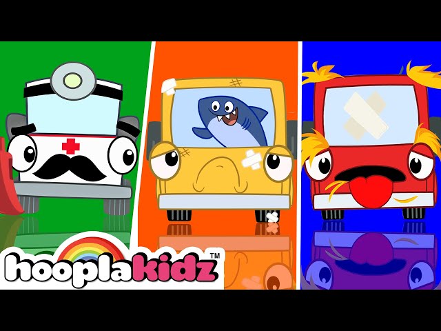 Colorful Buses Song | Five Little Buses Jumping On The Road @hooplakidz