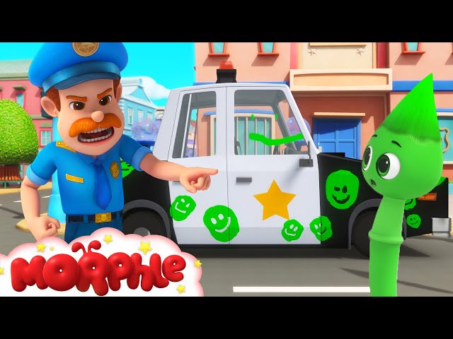 Orphle Paints Officer Freeze's Police Car - Kids Cartoons and Stories | Morphle and Mila