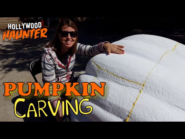 Carving Large Styrofoam Pumpkins - Sculpting Stems/ Gluing Foam Props Together (Part 2)