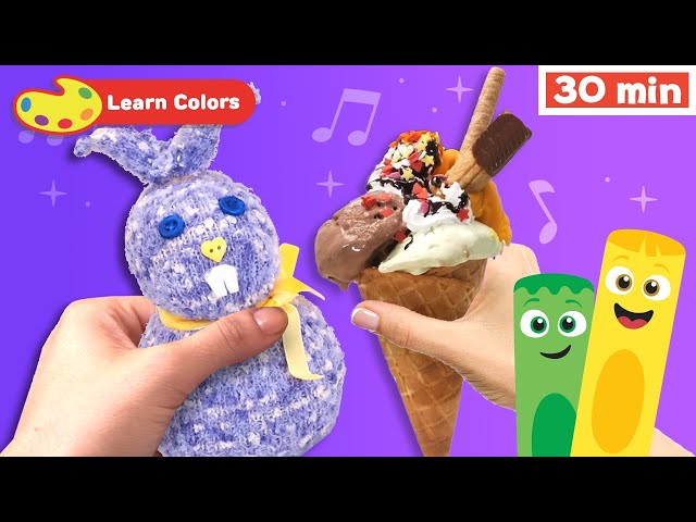 Color Crew Magic | Educational Video | Sock Rabbit & Ice Cream | Learn Colors | Kid's Drawing