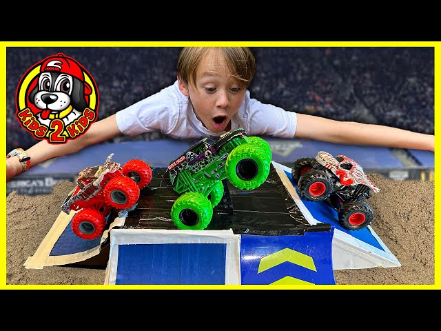 SUPER Monster Truck Toys COMPILATION 3 - Obstacle Course, Racing & DIY Arena Freestyle Challenge