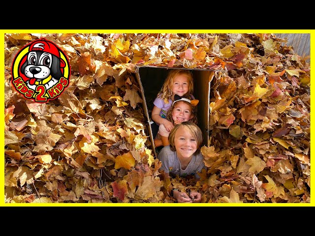🍁 OUR FAMILY PLAYS in BIGGEST Pile of Leaves Ever Raked! (LAST TO LEAVE EPIC LEAF FORT CHALLENGE)