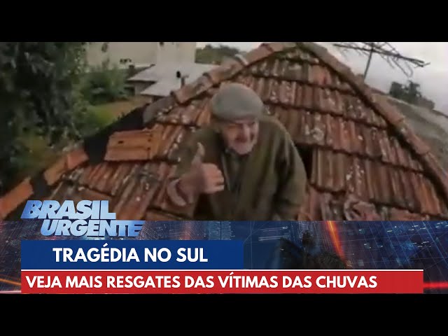 Veja mais resgates das vítimas das fortes chuvas no RS | Brasil Urgente