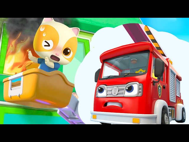 Fire Truck's Rescue Mission | Police Car | Learning Vehicles | Nursery Rhymes | Kids Songs | BabyBus