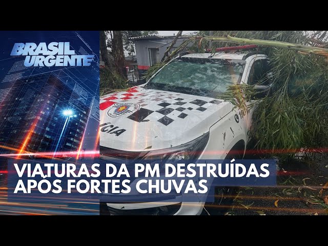Viaturas da PM são destruídas após fortes chuvas em SP | Brasil Urgente