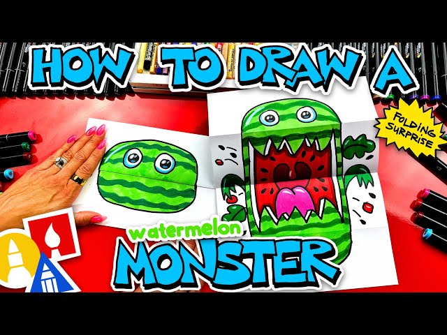 How To Draw A Watermelon Monster - Folding Surprise