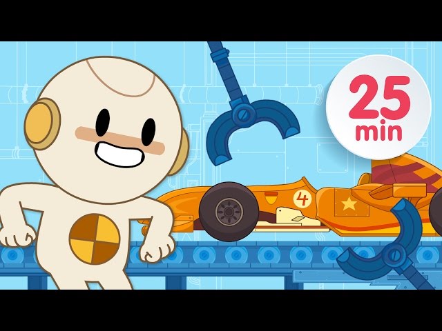 Finley is building a RACE CAR in his car factory! | Car Cartoons for Kids!
