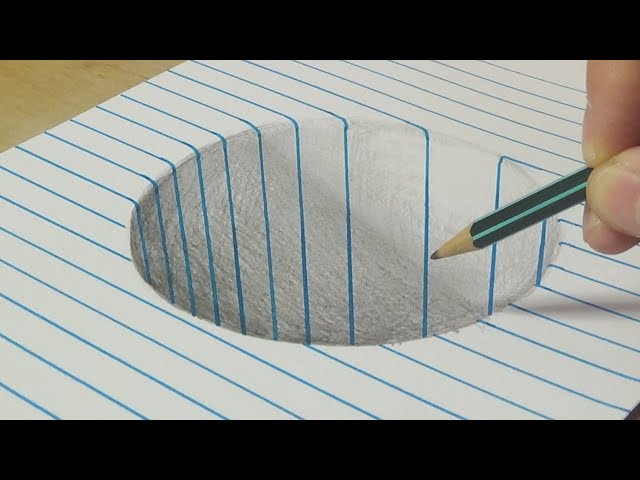 Round Hole Drawing Trick Art With Graphite Pencil