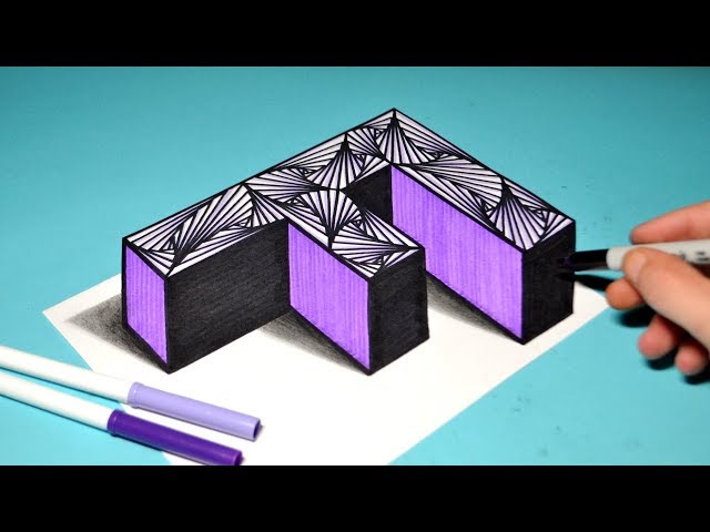 How to Draw 3D Letter F / Cool Spiral Drawing Pattern - Amazing Trick Art by Jon Harris