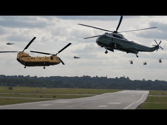 Swarm of US military helicopters take over London for Joe Biden's travel 🇺🇸 🇬🇧