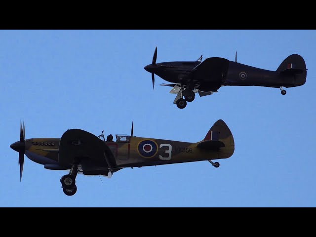 Spitfire and Hurricane return from Armed Forces Day 🇬🇧