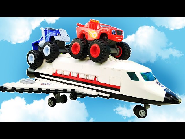 Toy Monster Trucks for kids repair a toy plane | Videos for kids with toy cars & toys.