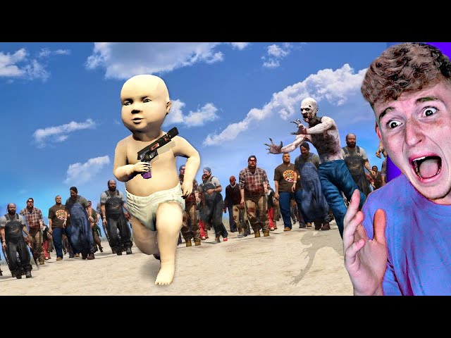 BIGGEST Zombie Hoard CHASES BABY In GTA 5..