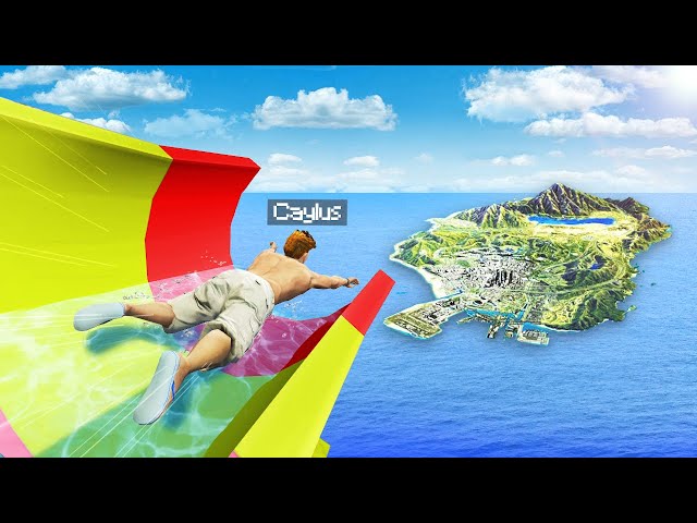 Jumping ENTIRE MAP From WATERSLIDE In GTA 5.. (Mods)