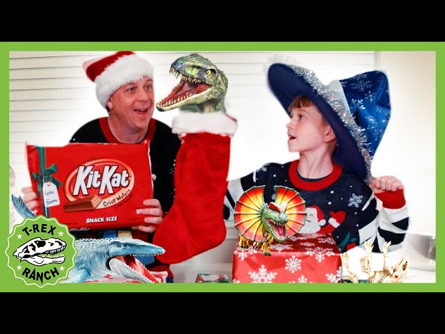 Dinosaur Christmas! Opening Dinosaur Presents from Santa & Jurassic World Surprise Toys! T-Rex Ranch