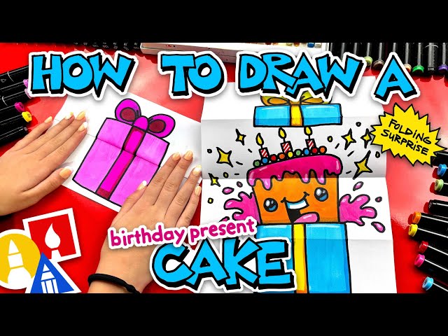 How To Draw A Birthday Present Cake Folding Surprise