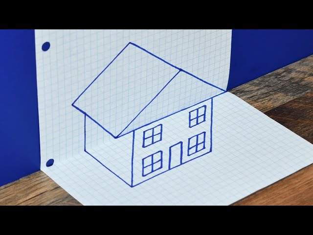 How To Draw a 3D House on Graph Paper / Easy Trick Art Drawing Optical Illusion