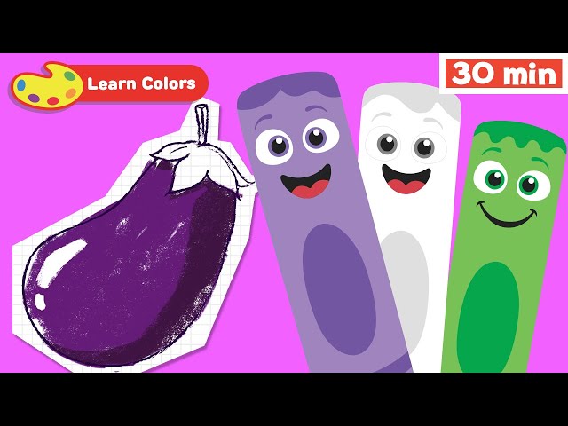 Learn Colors for Babies w Color Crew | First words for kids | Coloring Vegetables & more for Babies