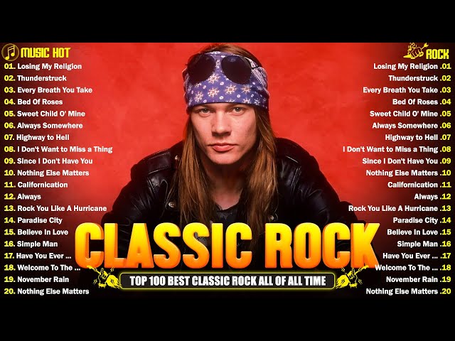 Bon Jovi, AC/DC, The Police, Aerosmith, Queen, Guns N' Roses 💥💥 Classic Rock 70s 80s 90s Full Album